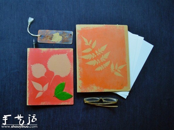 葉片印染DIY,制作小清新書本封面 - www.iyw0659.cn