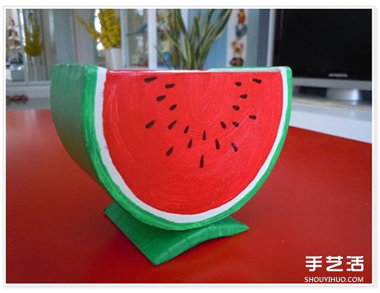 大號透明膠卷紙筒廢物利用 DIY制作西瓜收納盒 - www.iyw0659.cn