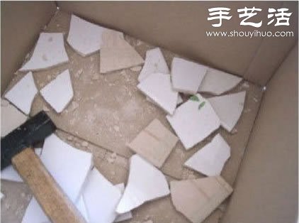 瓷磚碎片廢物利用改造舊托盤 - www.iyw0659.cn