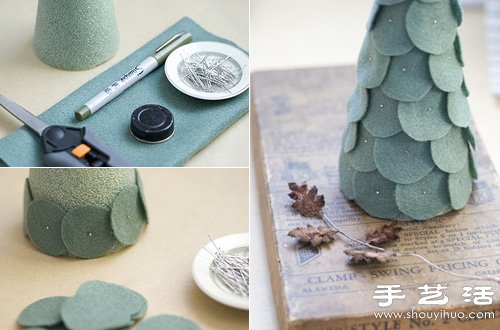 海綿+毛氈布 手工制作迷你裝飾圣誕樹 - www.iyw0659.cn