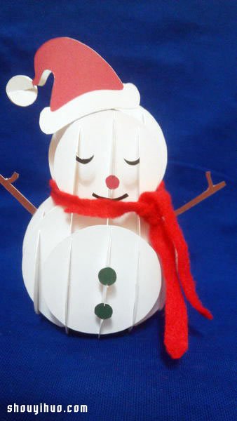 立體紙雕圣誕雪人DIY手工制作圖解教程 - www.iyw0659.cn