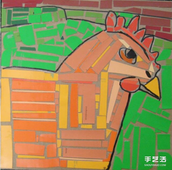 幼兒簡單手工拼貼畫作品圖片 漂亮馬賽克風(fēng)格 - www.iyw0659.cn