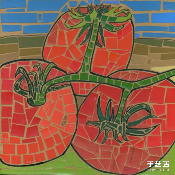 幼兒簡單手工拼貼畫作品圖片 漂亮馬賽克風(fēng)格 - www.iyw0659.cn