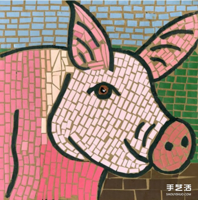幼兒簡單手工拼貼畫作品圖片 漂亮馬賽克風(fēng)格 - www.iyw0659.cn