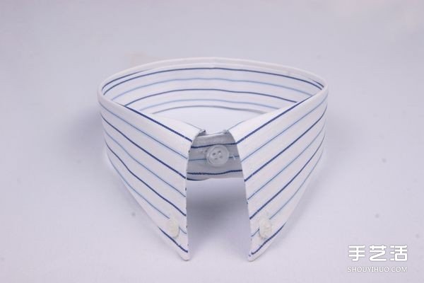 破舊襯衫廢物利用DIY手工制作紳士貓項圈 - www.iyw0659.cn