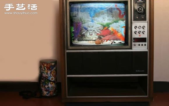 舊電視手工DIY改造懷舊魚缸水族箱圖解教程 - www.iyw0659.cn