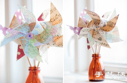 淘汰的地圖/雜志手工制作風車 - www.iyw0659.cn