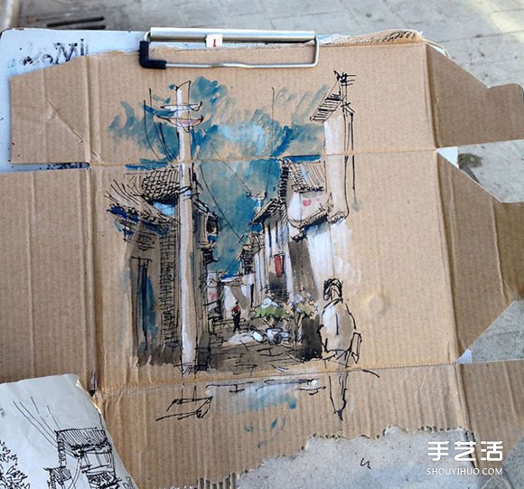 垃圾→藝術 勾勒家鄉味道的廢紙箱手繪創作 - www.iyw0659.cn
