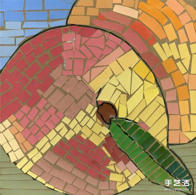幼兒簡單手工拼貼畫作品圖片 漂亮馬賽克風(fēng)格 - www.iyw0659.cn