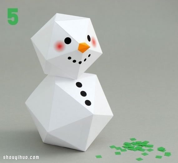 卡紙折紙手工制作立體多邊形雪人圖解教程 - www.iyw0659.cn