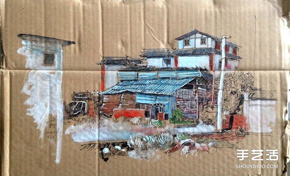 垃圾→藝術 勾勒家鄉味道的廢紙箱手繪創作 - www.iyw0659.cn