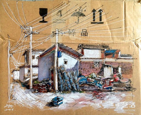 垃圾→藝術 勾勒家鄉味道的廢紙箱手繪創作 - www.iyw0659.cn