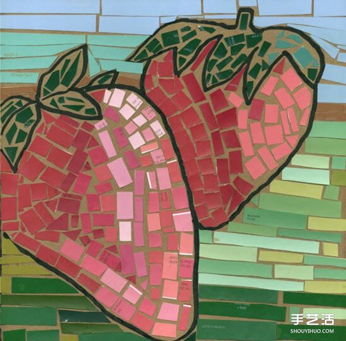 幼兒簡單手工拼貼畫作品圖片 漂亮馬賽克風(fēng)格 - www.iyw0659.cn
