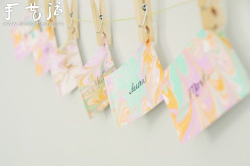 大理石花紋軋染小卡片的制作 - www.iyw0659.cn