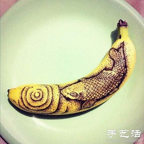 香蕉皮上創意DIY逼真圖案 - www.iyw0659.cn