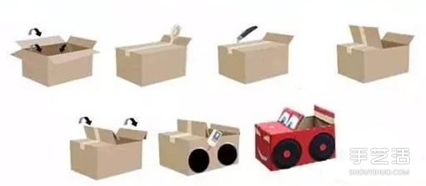 手工紙箱小汽車做法 幼兒園自制紙箱汽車制作 - www.iyw0659.cn