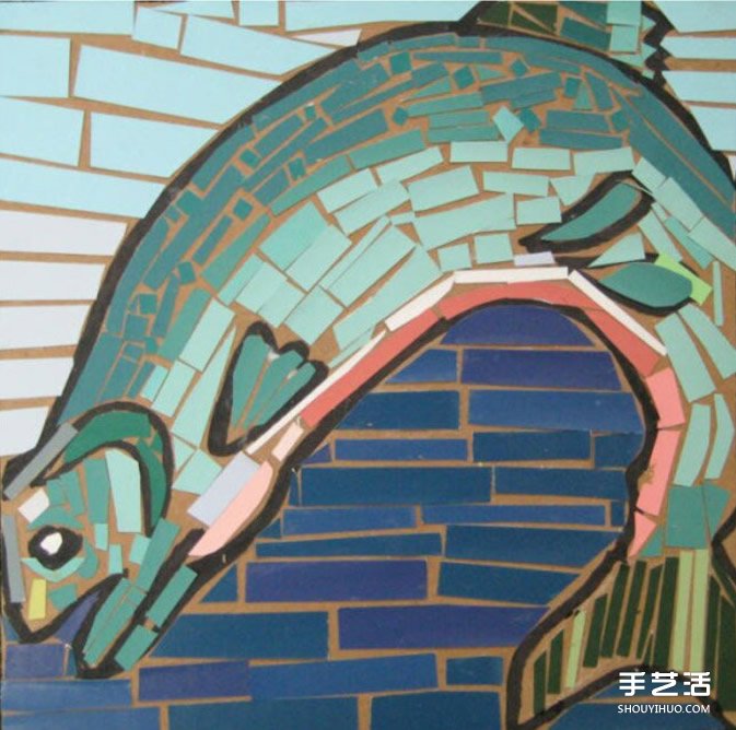 幼兒簡單手工拼貼畫作品圖片 漂亮馬賽克風(fēng)格 - www.iyw0659.cn