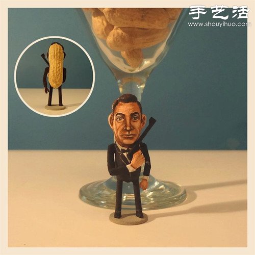 創意DIY:花生殼表面繪制人物肖像 - www.iyw0659.cn