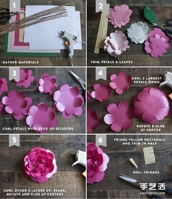 山茶花折紙圖解教程 簡單手工紙茶花的做法 - www.iyw0659.cn