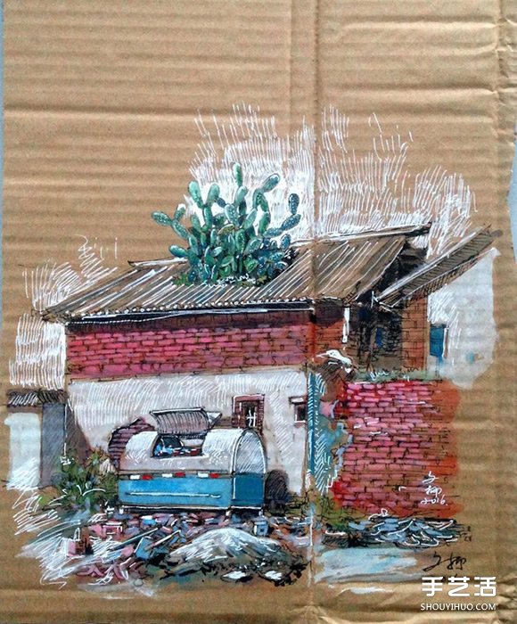 垃圾→藝術 勾勒家鄉味道的廢紙箱手繪創作 - www.iyw0659.cn