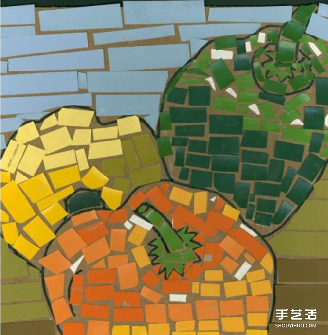 幼兒簡單手工拼貼畫作品圖片 漂亮馬賽克風(fēng)格 - www.iyw0659.cn