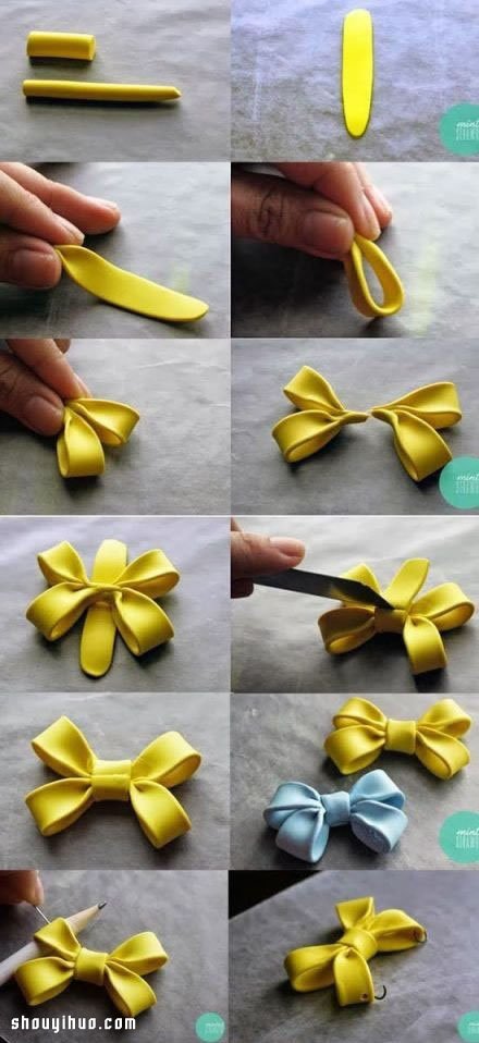 蝴蝶結(jié)小飾品軟陶粘土DIY手工制作圖解教程 - www.iyw0659.cn