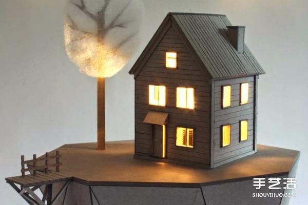 厚紙板DIY制作小屋造型燈罩 栩栩如生引人入勝 - www.iyw0659.cn
