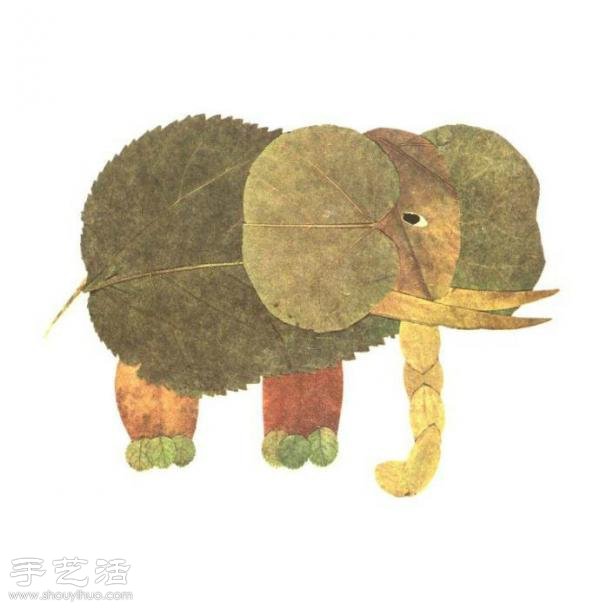 樹葉+創意 手工制作有趣的拼貼畫 - www.iyw0659.cn